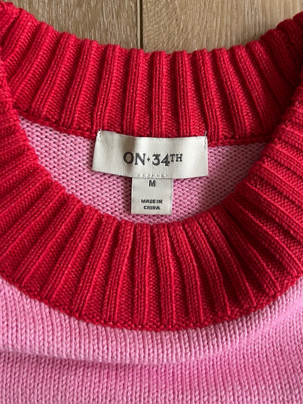 Pink & Red Contrast Ringer Crewneck Sweater - Picture 4 of 8